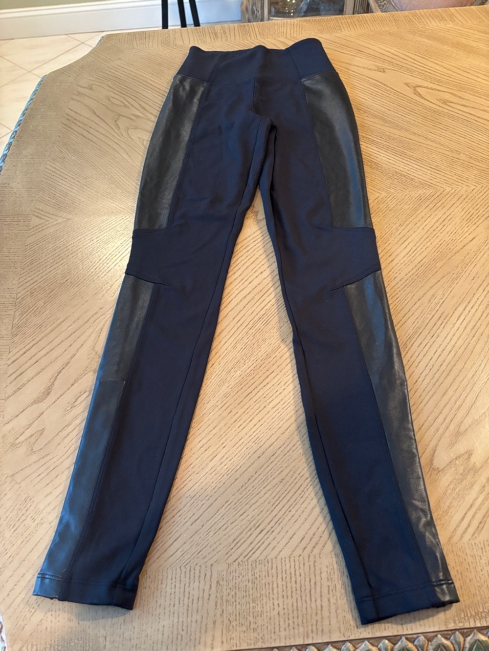 Athleta Black Faux-Leather Panel Leggings